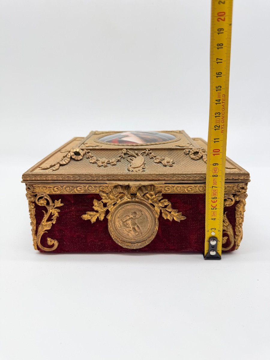 Grande cofanetto dell'Impero francese in bronzo dorato e smalto di Limoges, XIX secolo-photo-2