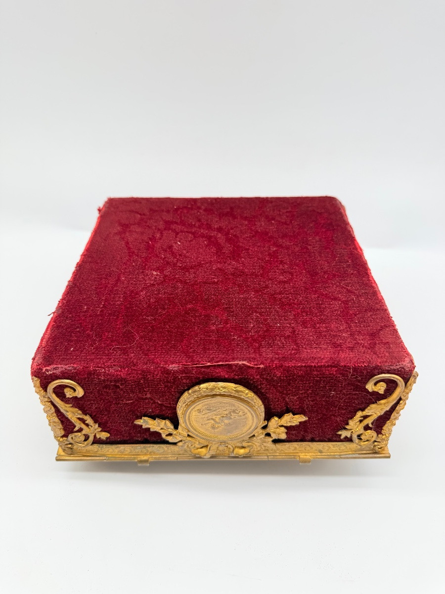 Grande cofanetto dell'Impero francese in bronzo dorato e smalto di Limoges, XIX secolo-photo-5