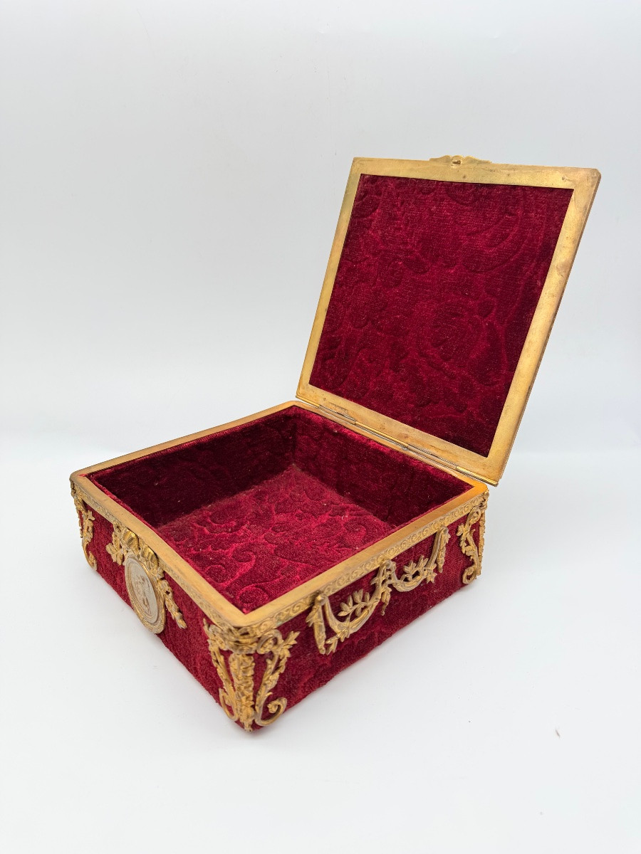 Grande cofanetto dell'Impero francese in bronzo dorato e smalto di Limoges, XIX secolo-photo-7