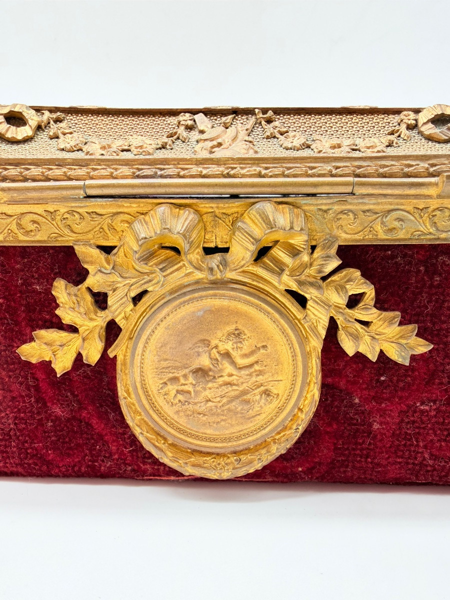 Grande cofanetto dell'Impero francese in bronzo dorato e smalto di Limoges, XIX secolo-photo-8