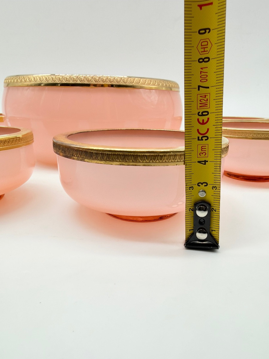 Set di vetro opalino di Murano 6 bicchieri e ciotola grande-photo-3