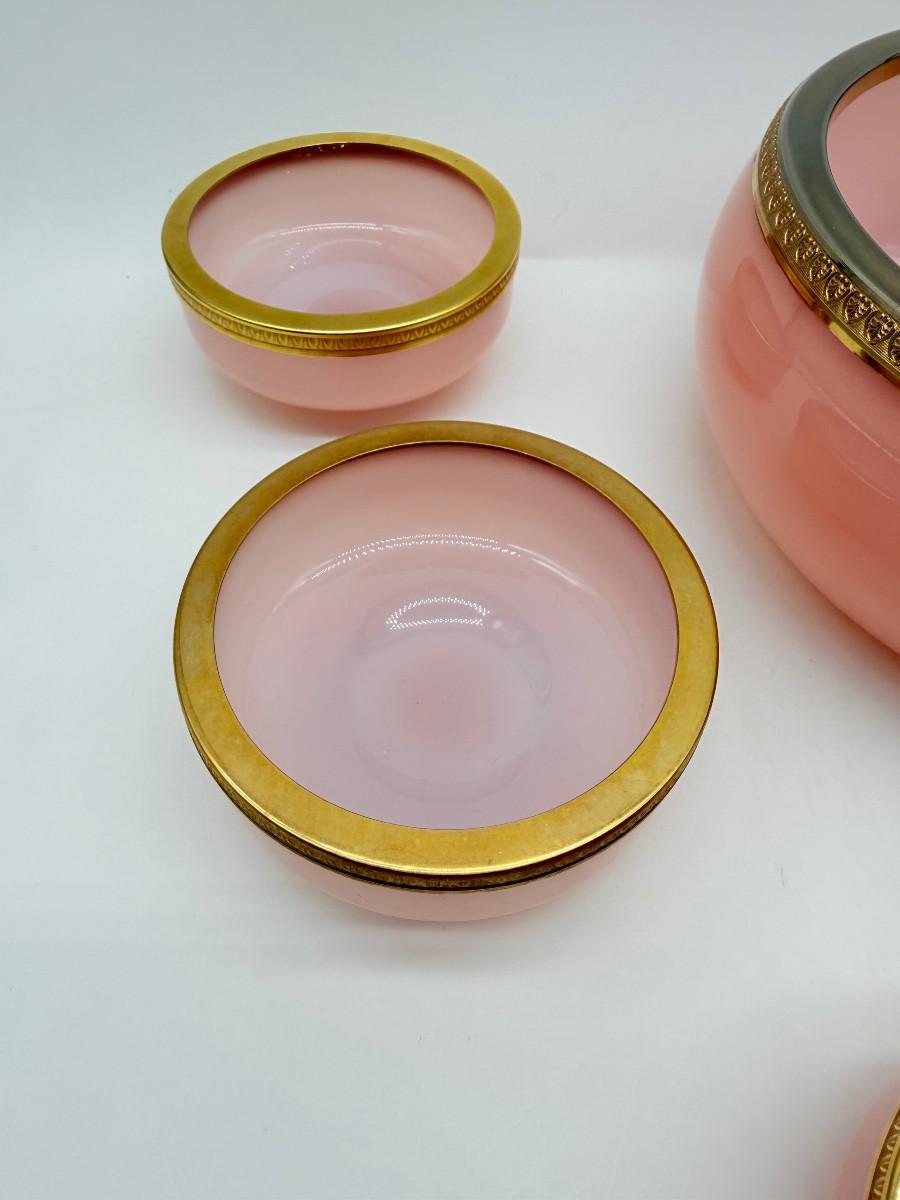 Set di vetro opalino di Murano 6 bicchieri e ciotola grande-photo-8