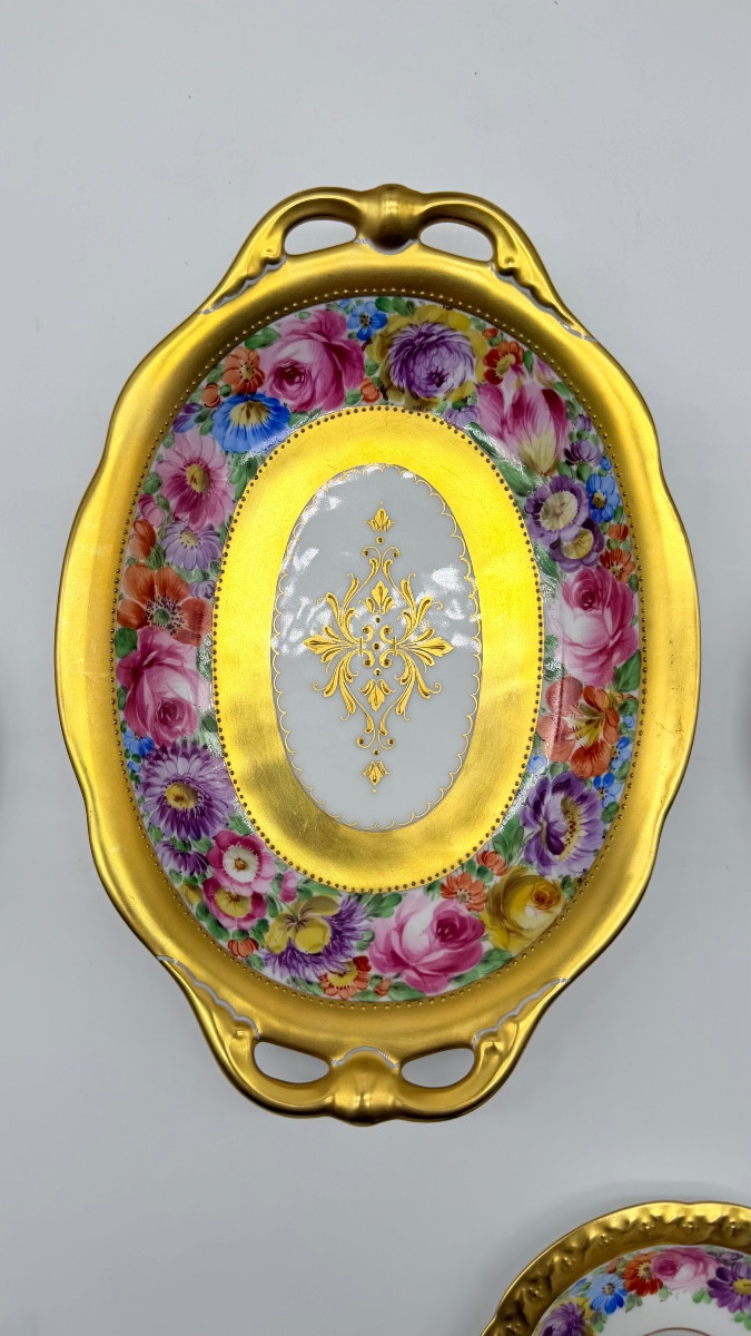 Servizio da caffè per 6 persone, porcellana di Dresda con decorazioni floreali e dorature.-photo-3