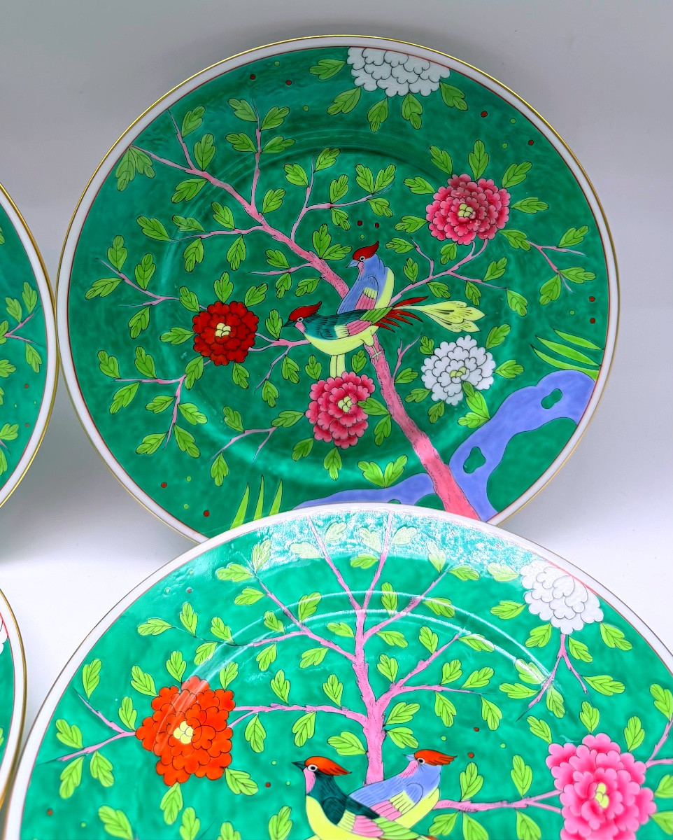 Servizio di 8 piatti in porcellana Herend Macao Verdi Chinoiserie Mandarin-photo-7