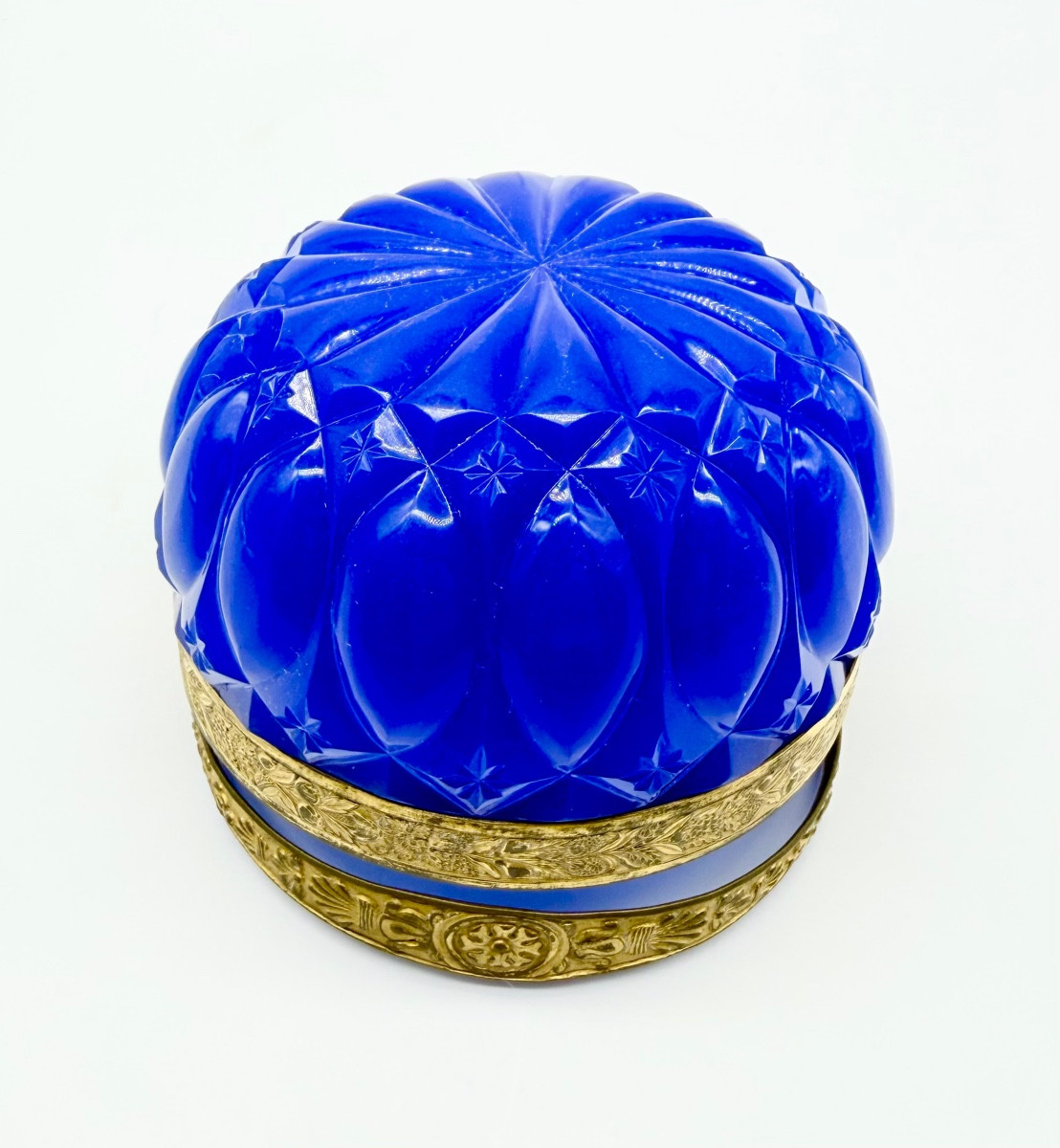 Vetro opalino blu CharlesX a forma di cesto-photo-3