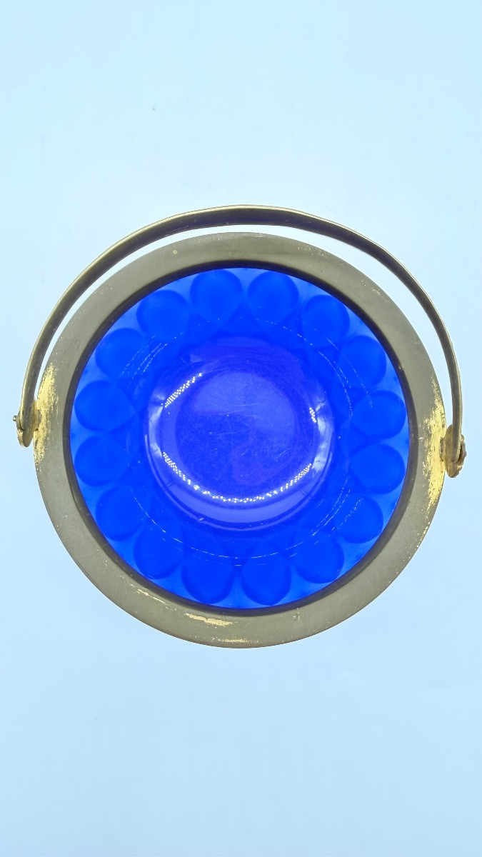 Vetro opalino blu CharlesX a forma di cesto-photo-3