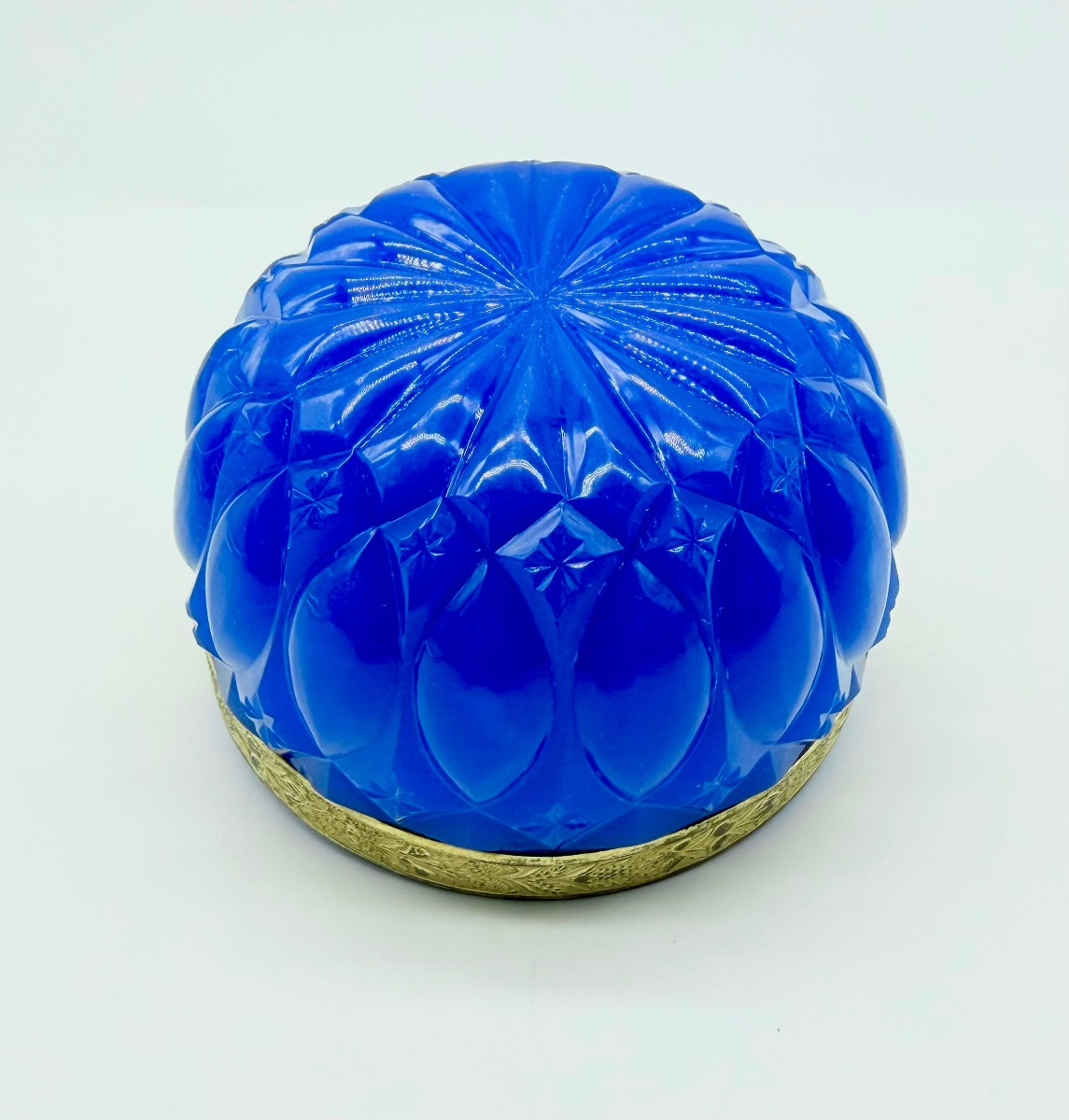 Vetro opalino blu CharlesX a forma di cesto-photo-6