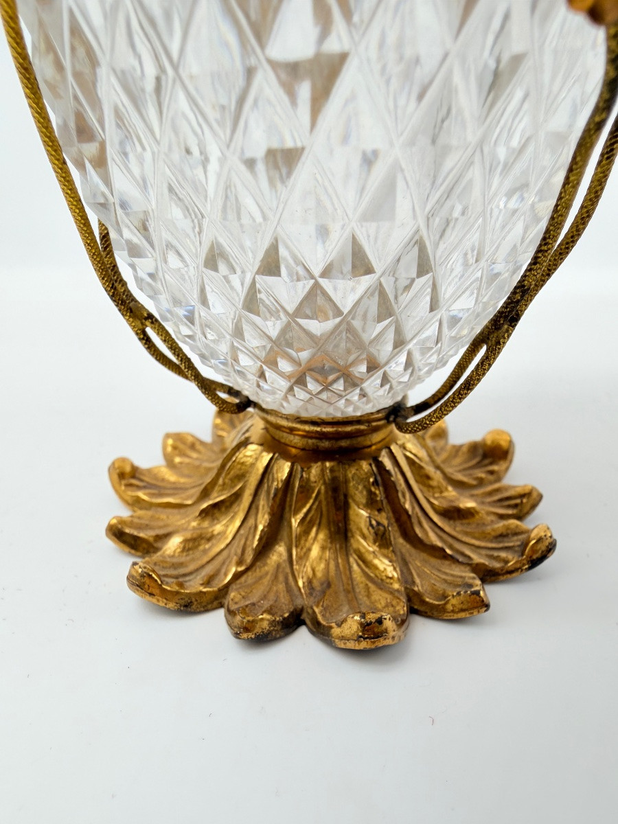 Vaso in cristallo Baccarat con ornamento floreale in bronzo, Art Nouveau-photo-5