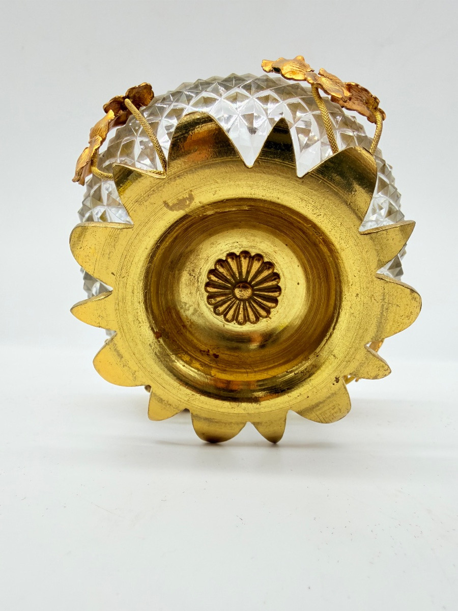 Coppa in cristallo Baccarat bronzo dorato con ornamenti floreali, Art Nouveau  -photo-3