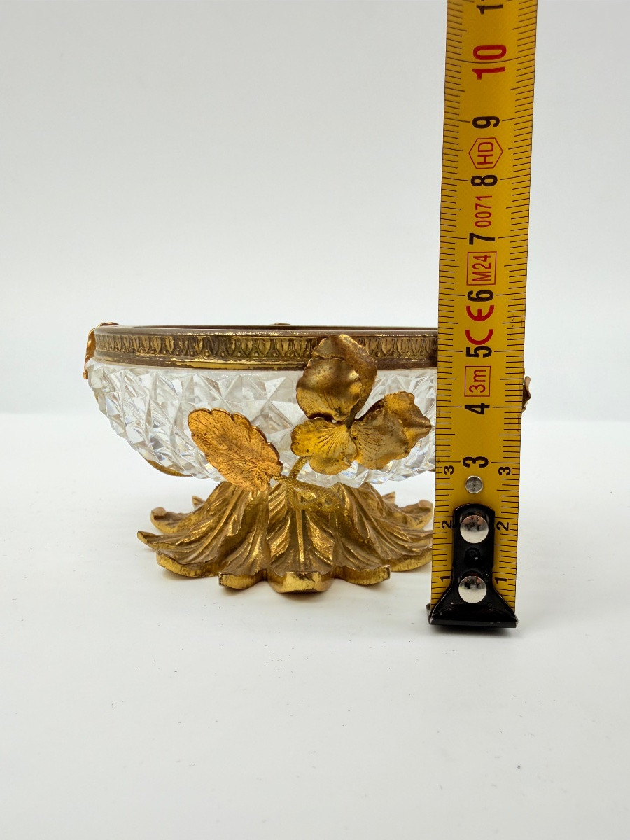 Coppa in cristallo Baccarat bronzo dorato con ornamenti floreali, Art Nouveau  -photo-1