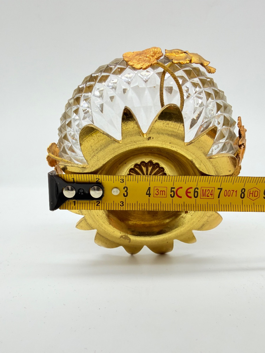 Coppa in cristallo Baccarat bronzo dorato con ornamenti floreali, Art Nouveau  -photo-2