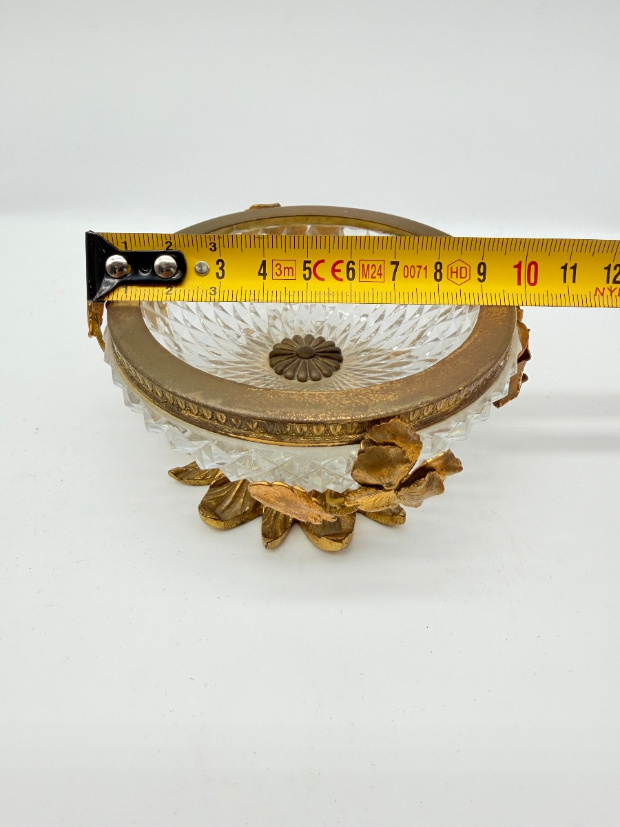 Coppa in cristallo Baccarat bronzo dorato con ornamenti floreali, Art Nouveau  -photo-3