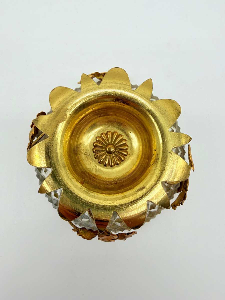 Coppa in cristallo Baccarat bronzo dorato con ornamenti floreali, Art Nouveau  -photo-4