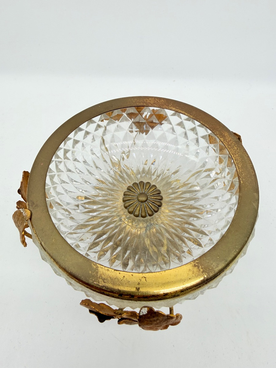 Coppa in cristallo Baccarat bronzo dorato con ornamenti floreali, Art Nouveau  -photo-5