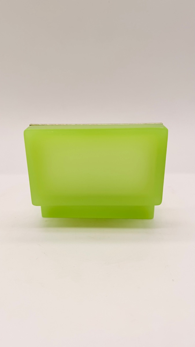 Scatola francese in opalina verde, di forma rettangolare, con montature in bronzo dorato-photo-6