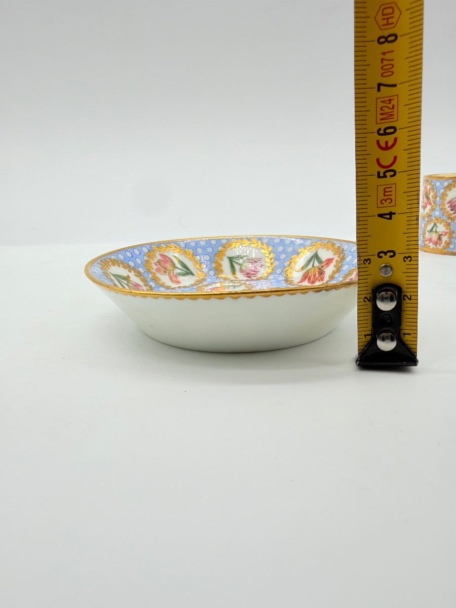 Porcellana di Sèvres Tazza e piattino con decorazione policroma a tulipani, XVIII secolo-photo-3