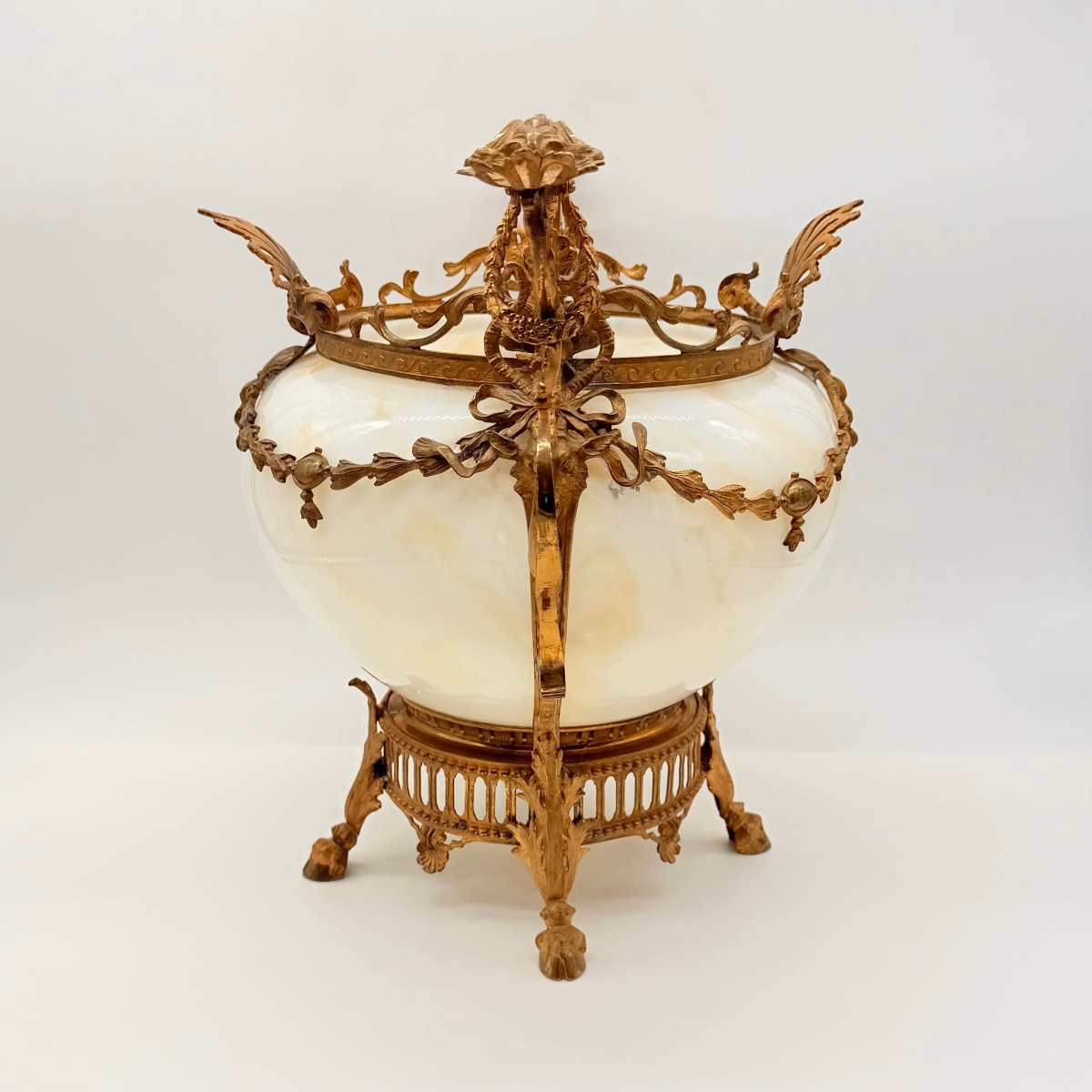 Vasi da tavolo francesi in vetro opalino e bronzo dorato, molto grandi e insoliti, XIX secolo-photo-4