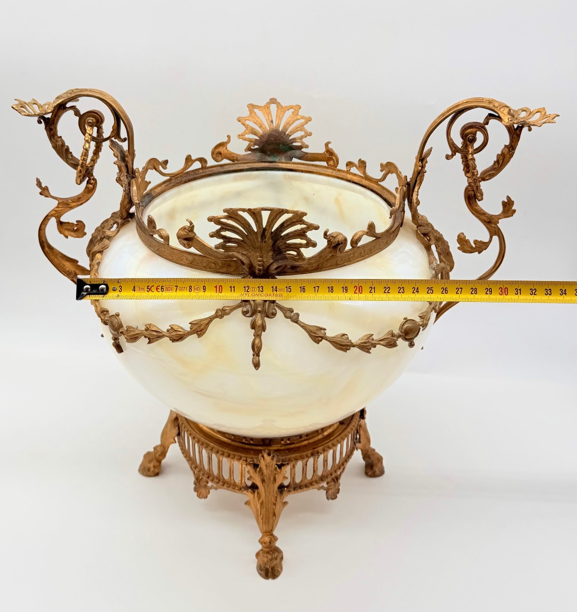 Vasi da tavolo francesi in vetro opalino e bronzo dorato, molto grandi e insoliti, XIX secolo-photo-4