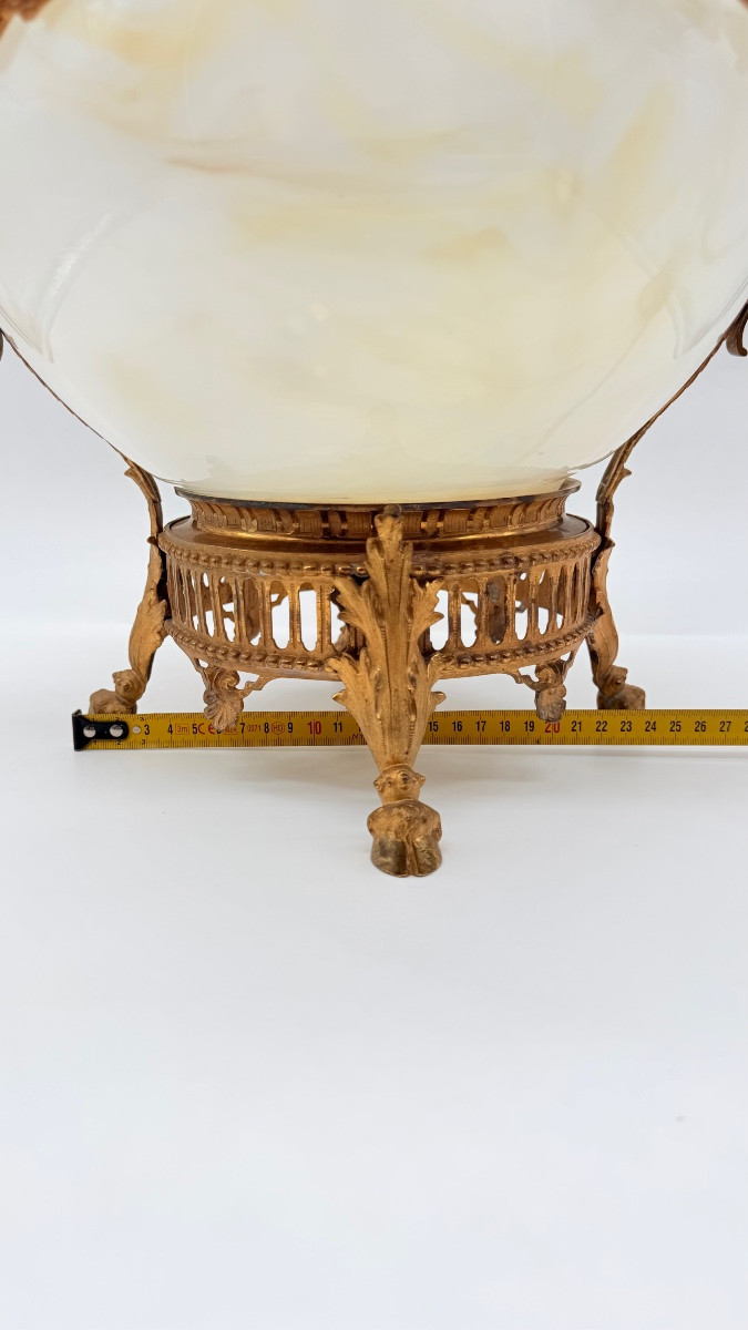 Vasi da tavolo francesi in vetro opalino e bronzo dorato, molto grandi e insoliti, XIX secolo-photo-5