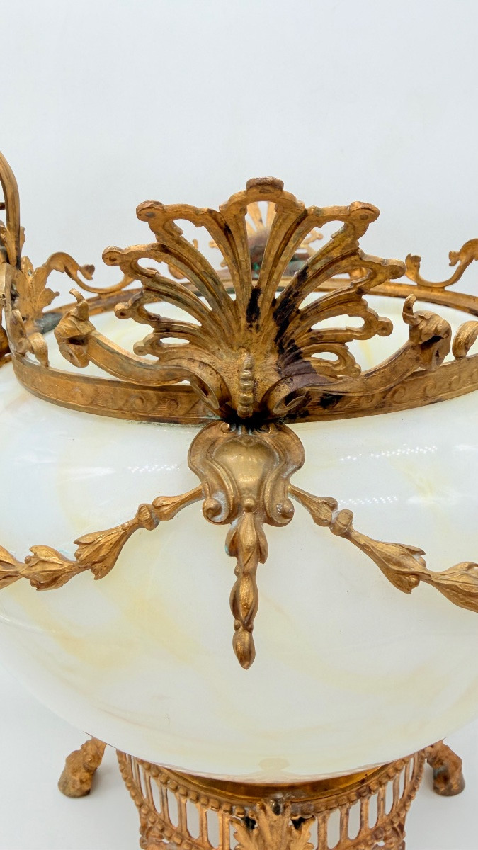 Vasi da tavolo francesi in vetro opalino e bronzo dorato, molto grandi e insoliti, XIX secolo-photo-6