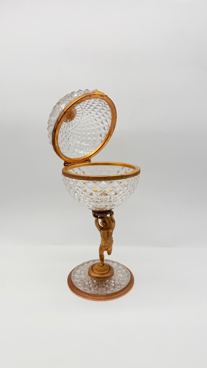 Portacaramelle in cristallo Baccarat e bronzo dorato-photo-4