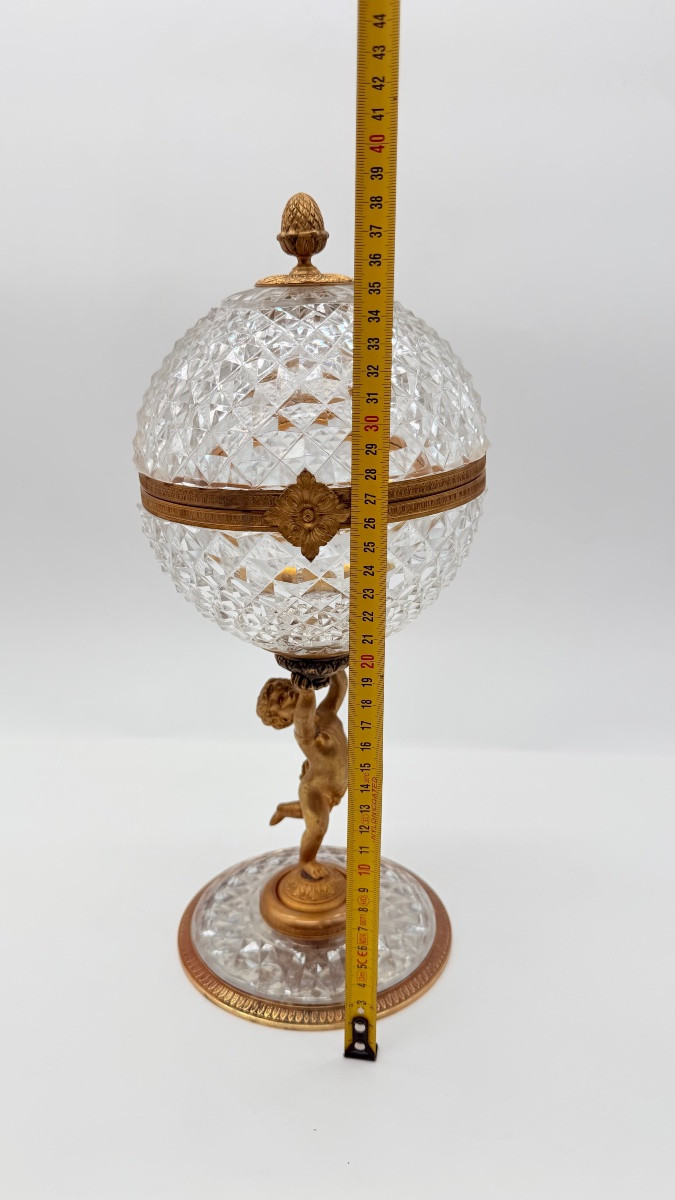 Portacaramelle in cristallo Baccarat e bronzo dorato-photo-1