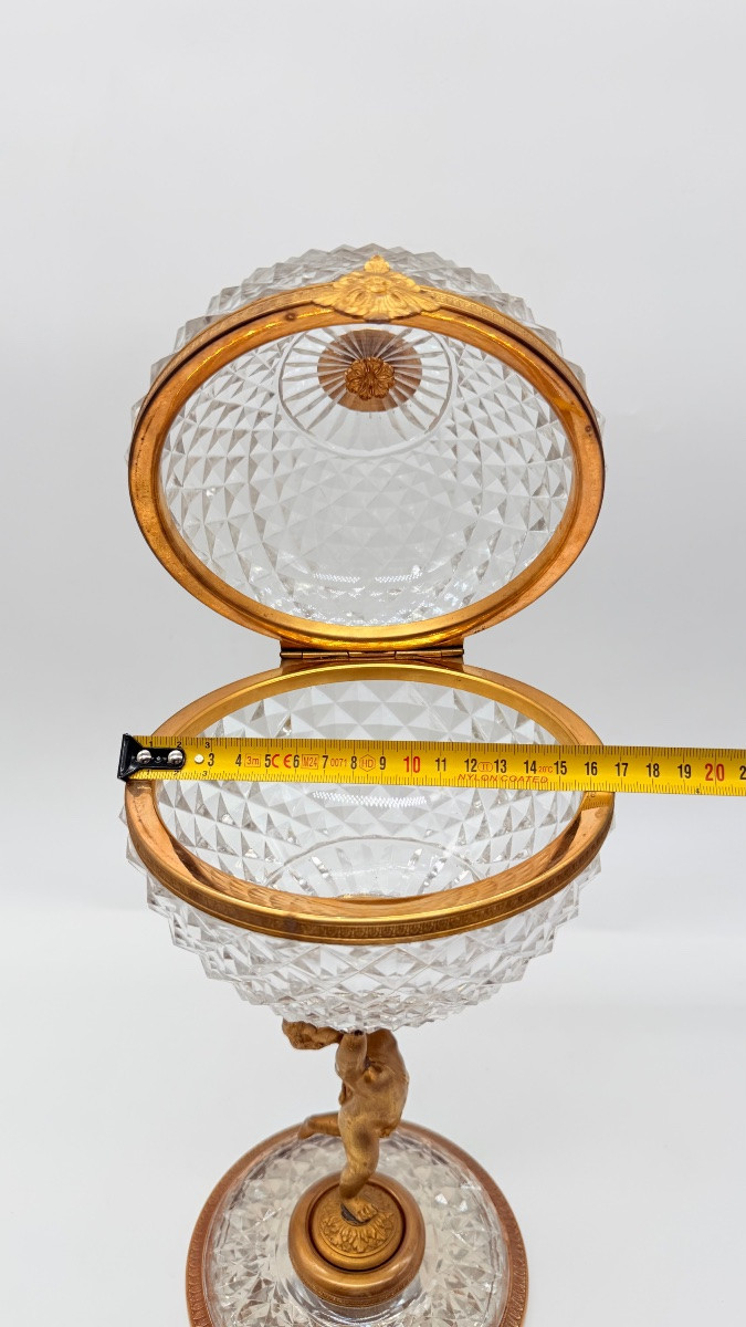 Portacaramelle in cristallo Baccarat e bronzo dorato-photo-2