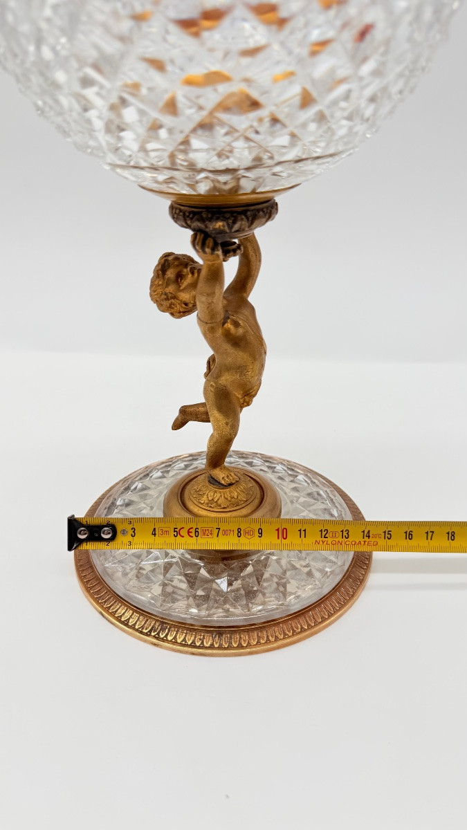 Portacaramelle in cristallo Baccarat e bronzo dorato-photo-3