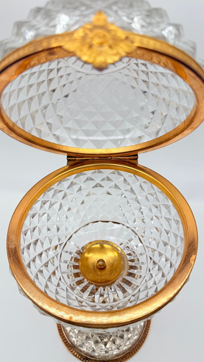 Portacaramelle in cristallo Baccarat e bronzo dorato-photo-4