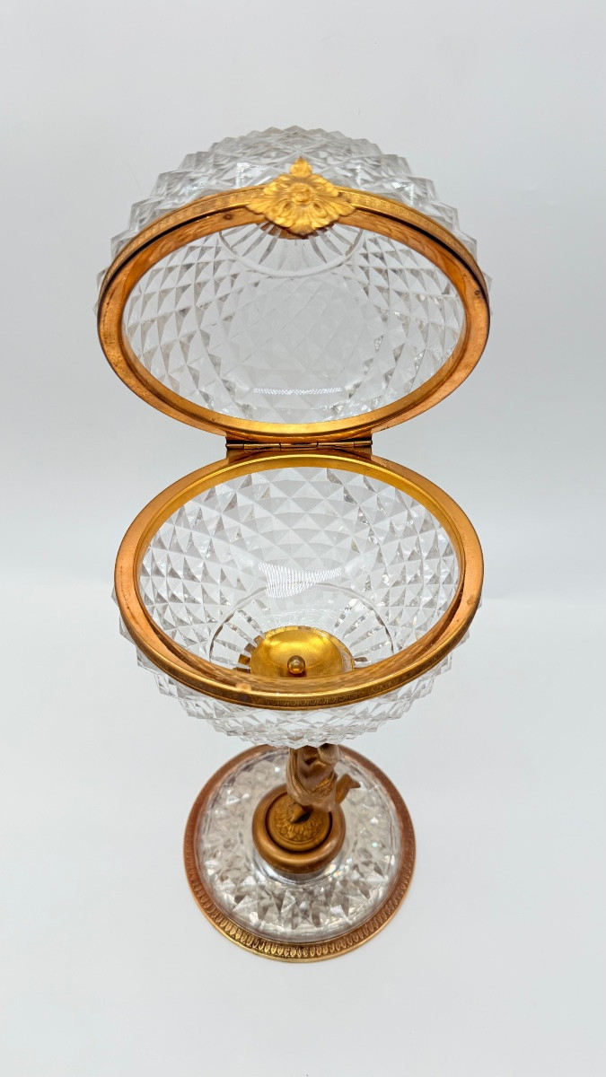 Portacaramelle in cristallo Baccarat e bronzo dorato-photo-5