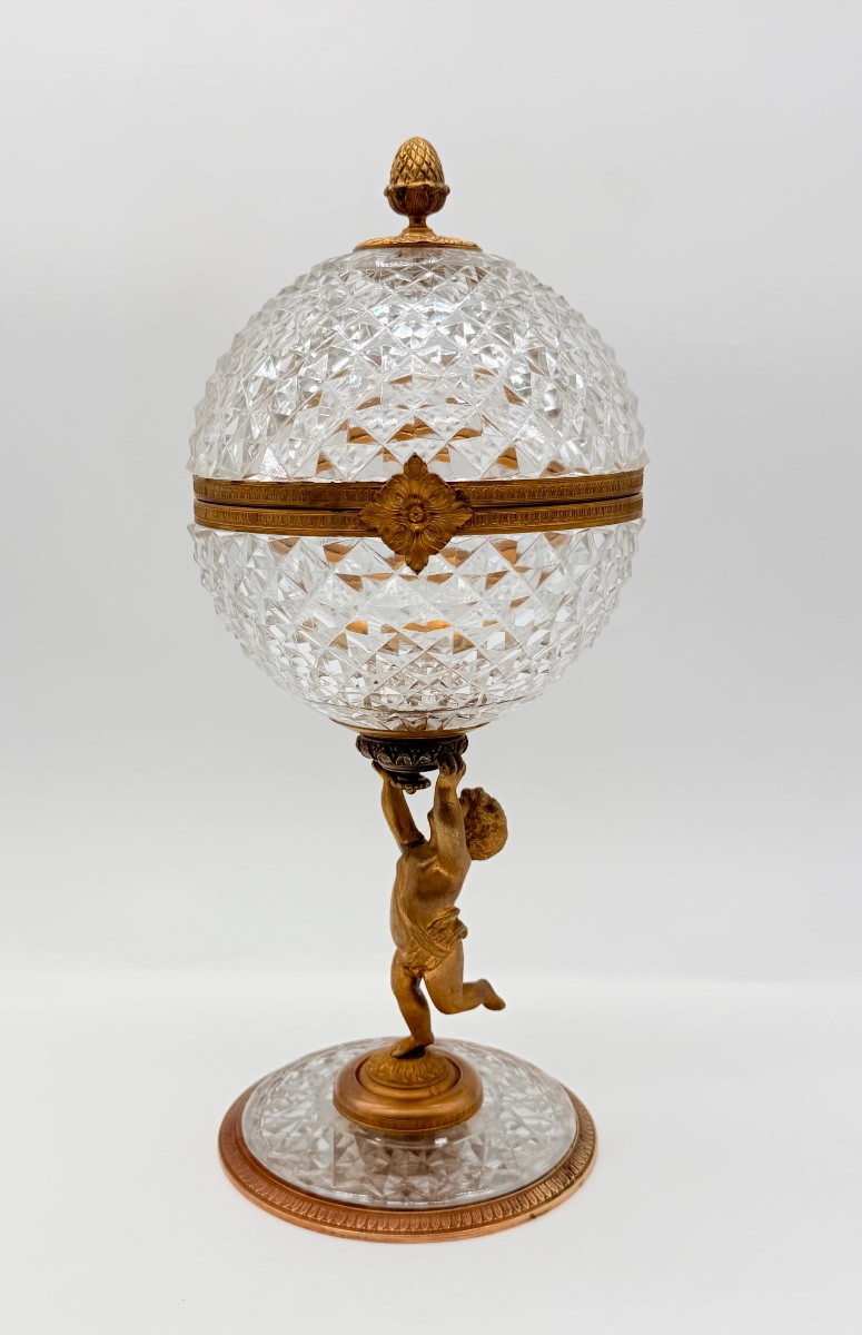 Portacaramelle in cristallo Baccarat e bronzo dorato