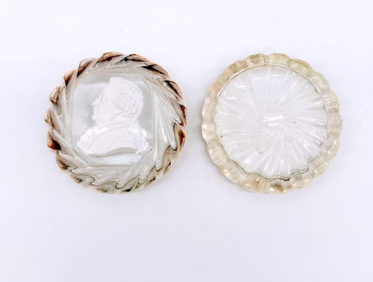 Baccarat cristallo scatola raffigura De Beaumarchais,Époque Charles X-photo-4