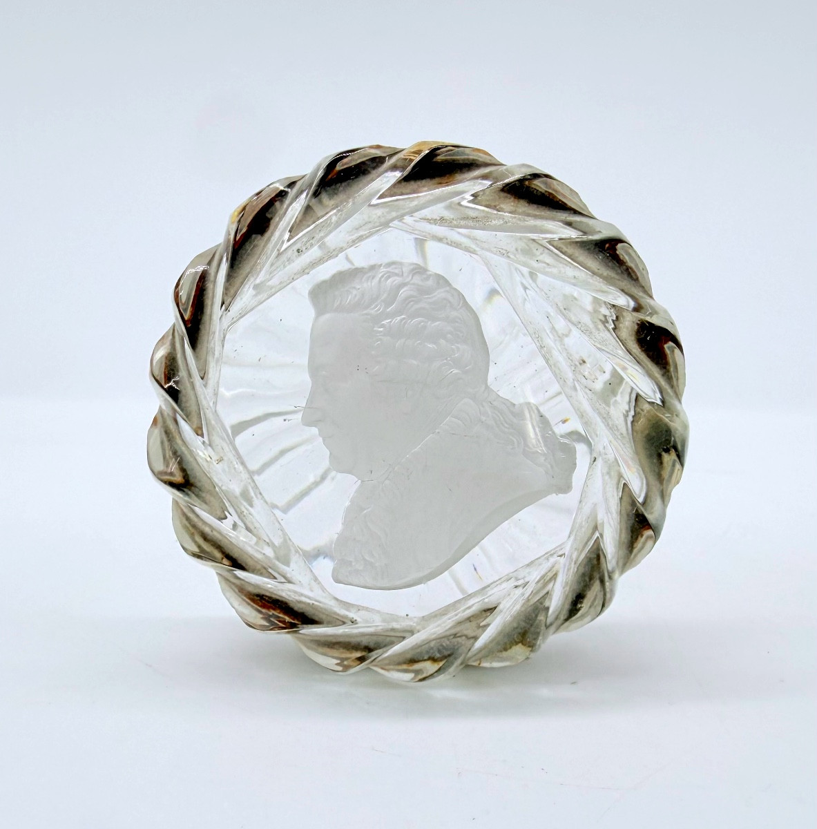 Baccarat cristallo scatola raffigura De Beaumarchais,Époque Charles X-photo-5