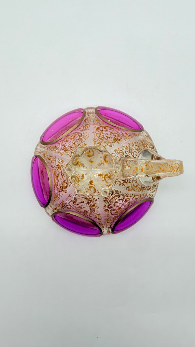 Coppia di brocche in vetro Moser con design a cabochon, XIX secolo-photo-2