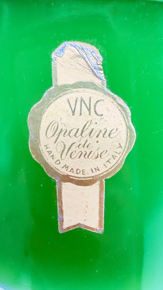 Set di 3 scatole in vetro opalino verde italiano, vetro veneziano-photo-2