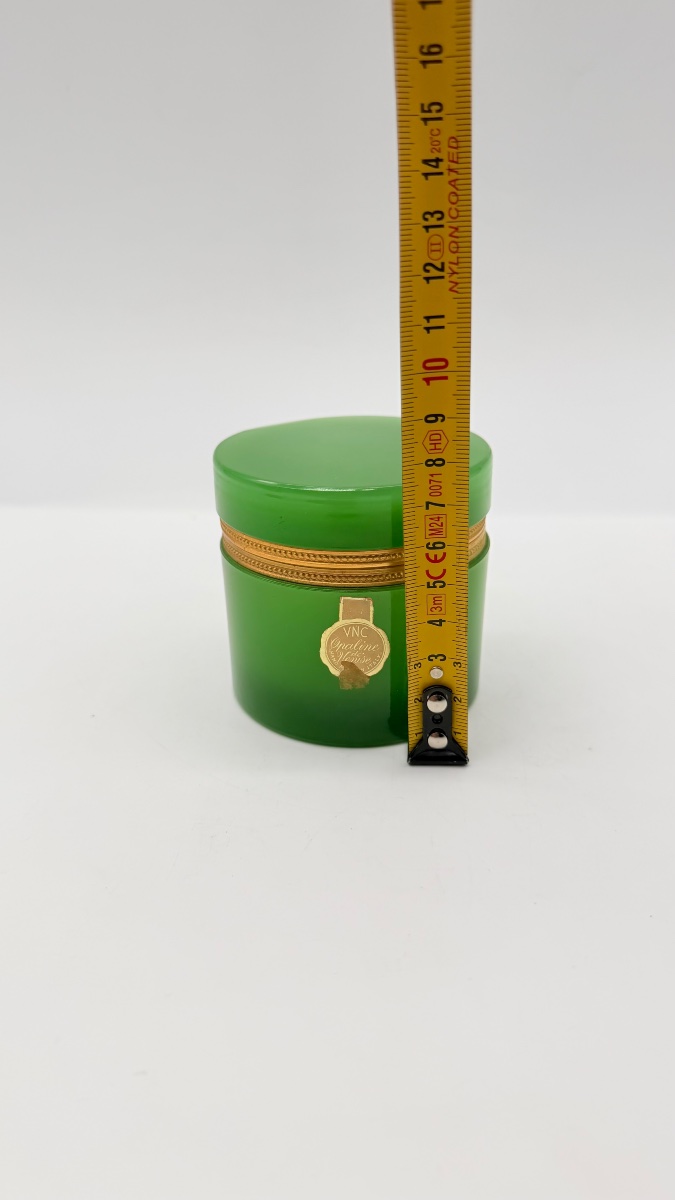 Set di 3 scatole in vetro opalino verde italiano, vetro veneziano-photo-1
