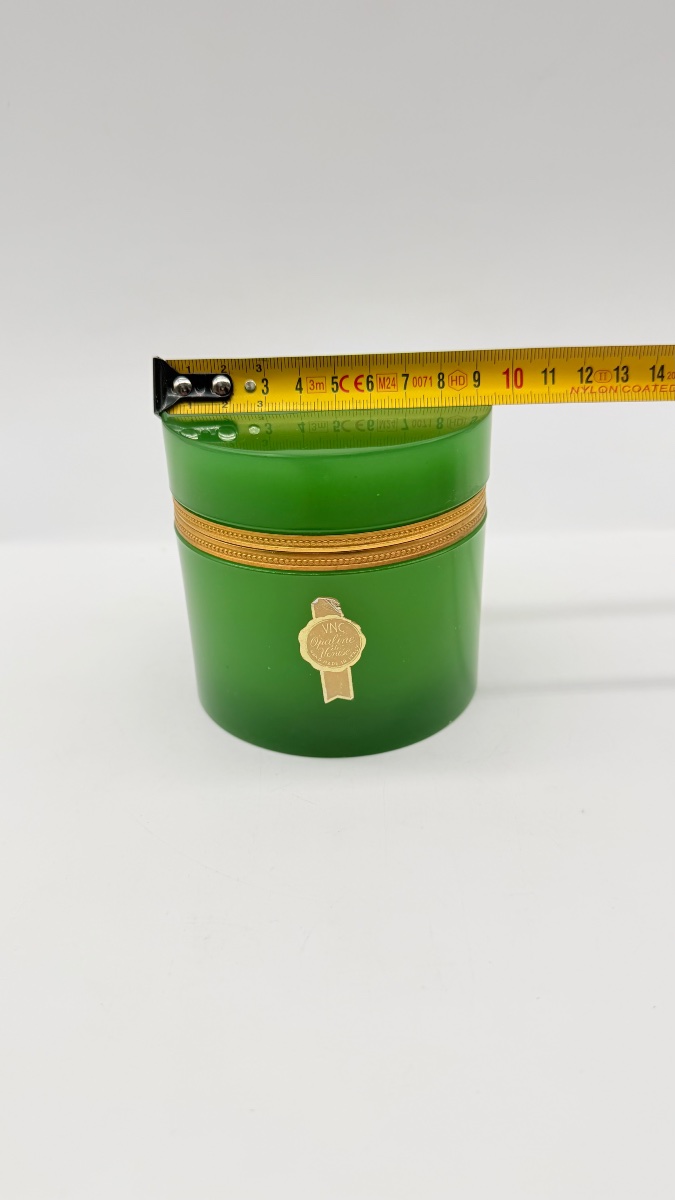 Set di 3 scatole in vetro opalino verde italiano, vetro veneziano-photo-8