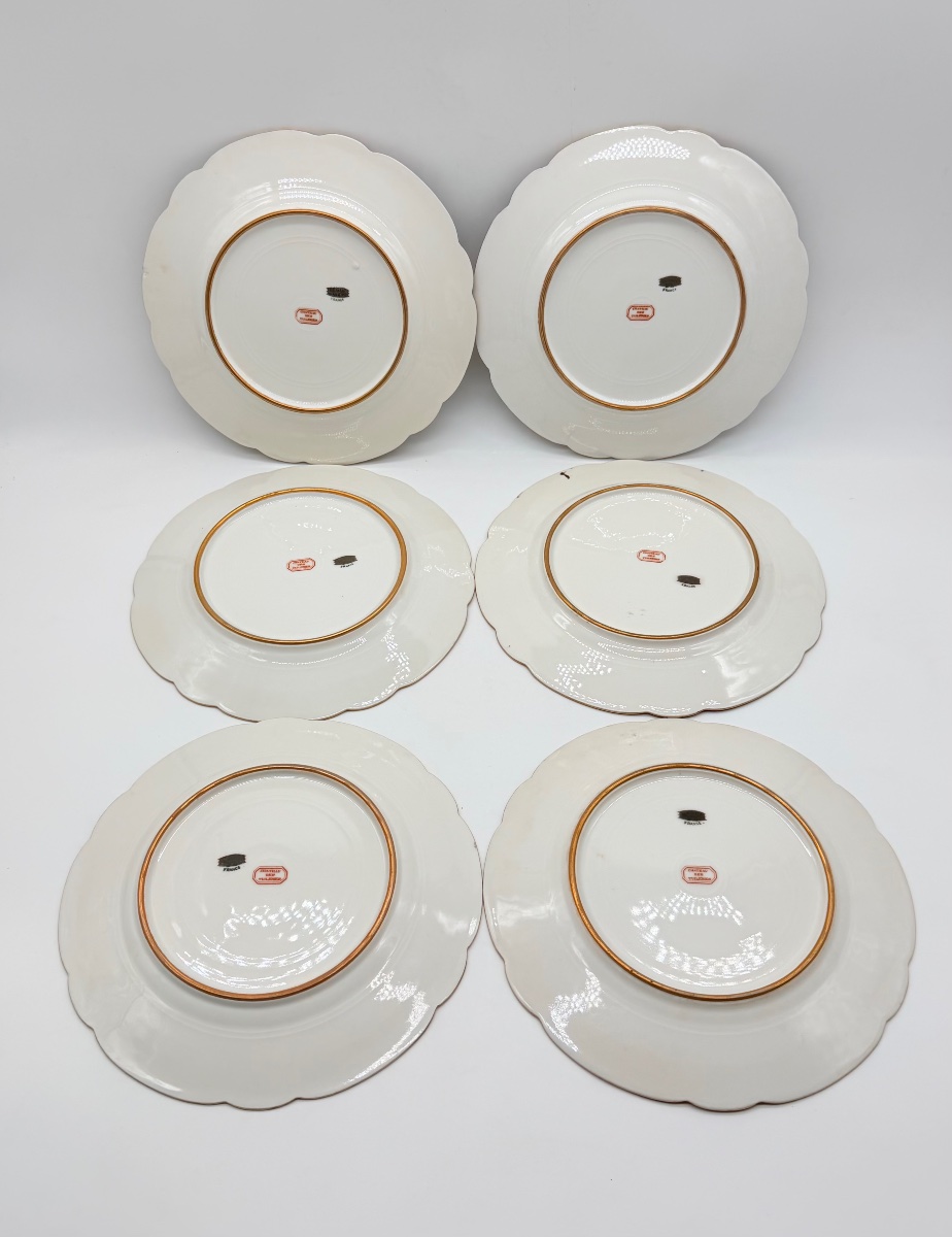 XIX secolo, Limoges, set di sei piatti in porcellana «Château de Tuileries»-photo-3