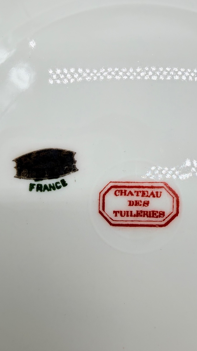 XIX secolo, Limoges, set di sei piatti in porcellana «Château de Tuileries»-photo-4