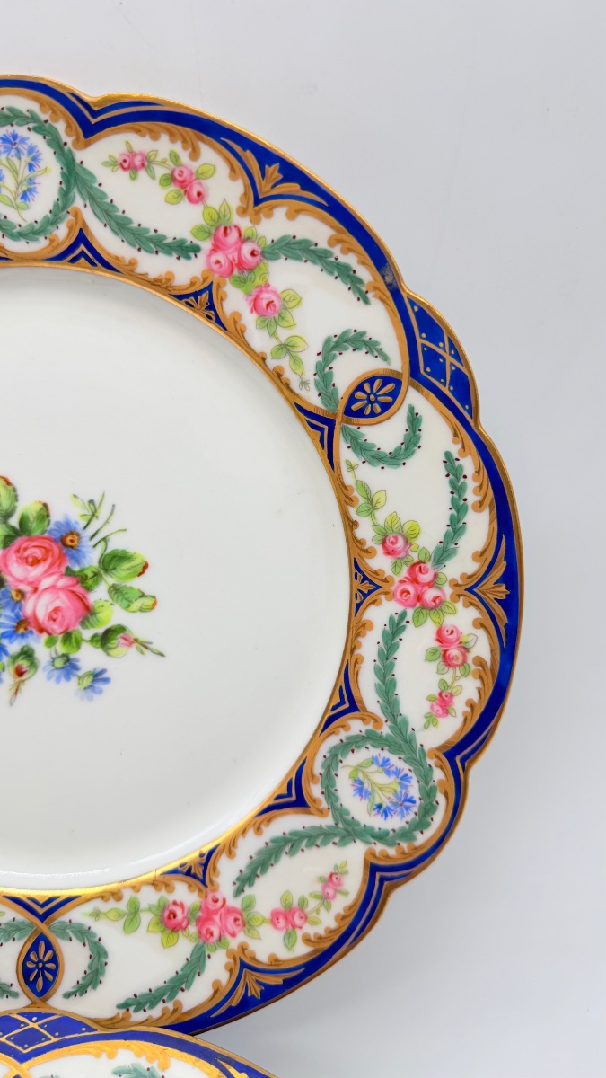 XIX secolo, Limoges, set di sei piatti in porcellana «Château de Tuileries»-photo-3