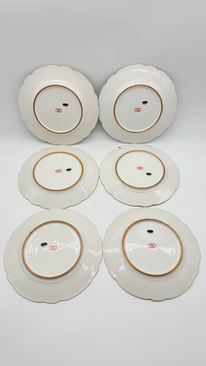 XIX secolo, Limoges, set di sei piatti in porcellana «Château de Tuileries»-photo-4