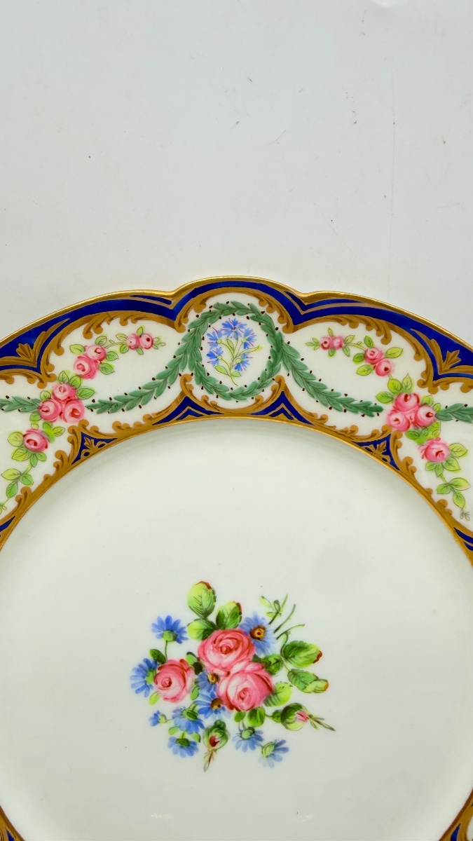 XIX secolo, Limoges, set di sei piatti in porcellana «Château de Tuileries»-photo-7
