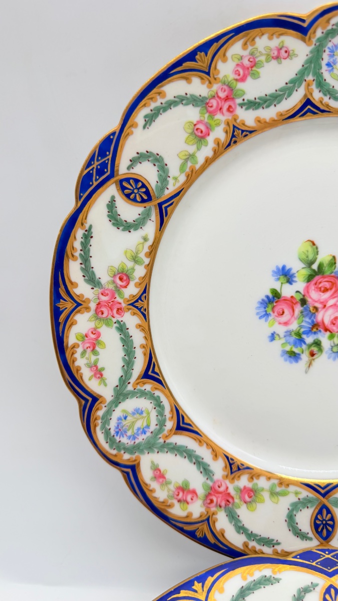 XIX secolo, Limoges, set di sei piatti in porcellana «Château de Tuileries»-photo-8