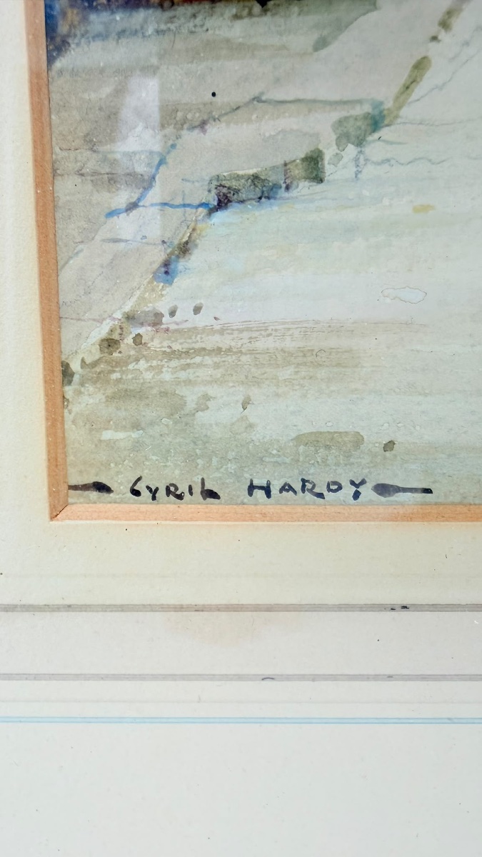 Acquerello orientalista raffigurante una scena di strada in Algeria, di Cyril Hardy-photo-6