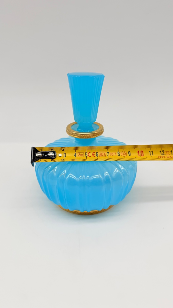 Flacone da profumo francese in vetro opalino blu-photo-6