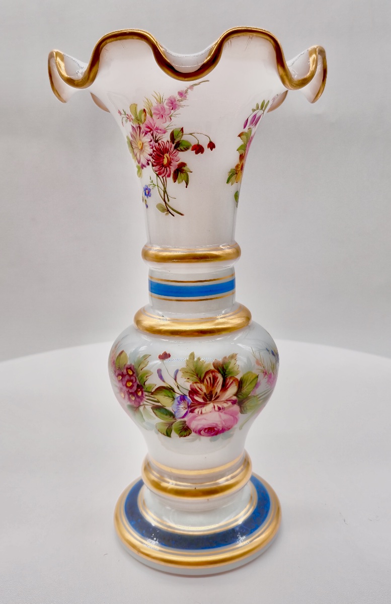 Coppia di vasi floreali in opalino, attribuiti a Jean François Robert per Baccarat-photo-3