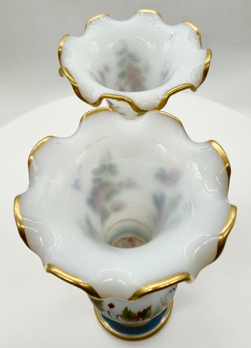 Coppia di vasi floreali in opalino, attribuiti a Jean François Robert per Baccarat-photo-5