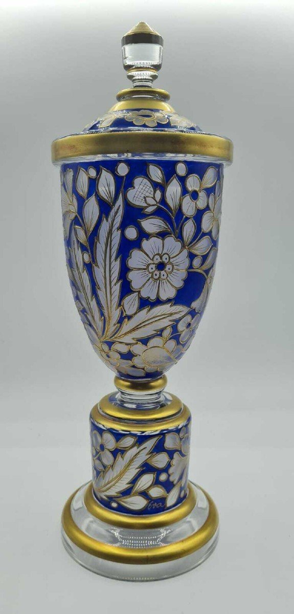 Fritz Heckert, Vase En Verre à Décor Floral-photo-2