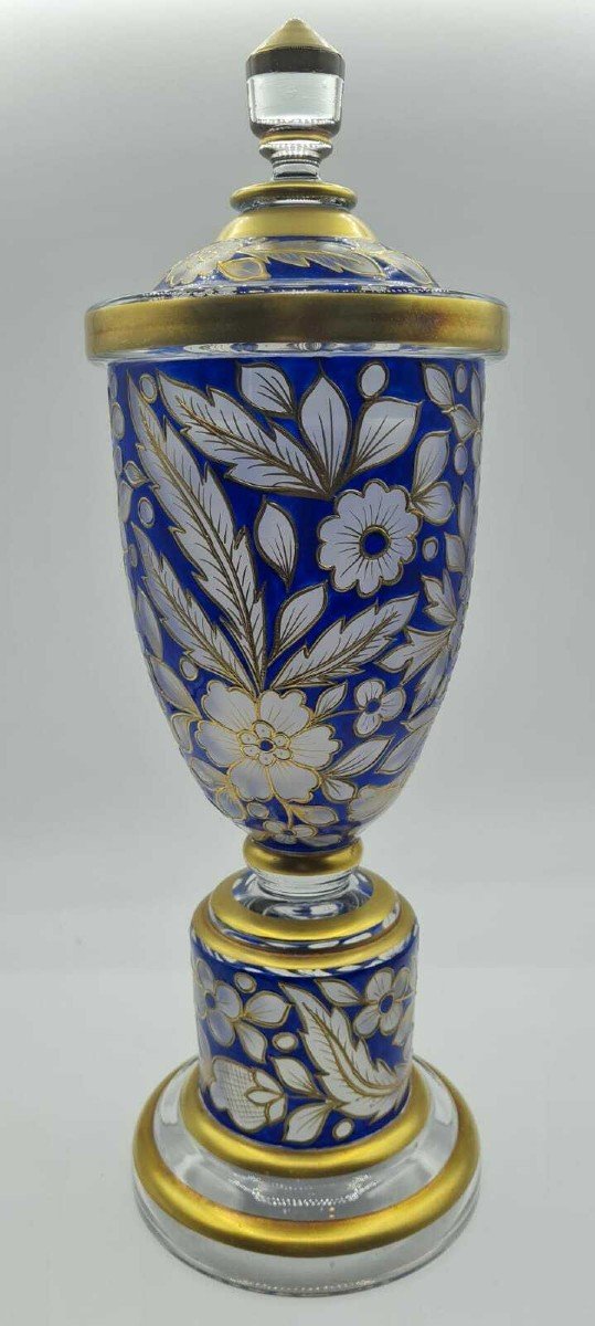 Fritz Heckert, Vase En Verre à Décor Floral