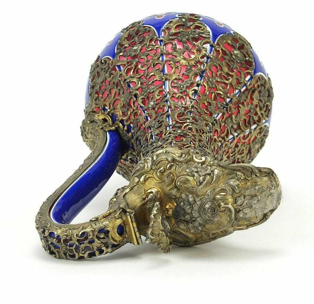 Cruche En Verre Bohème Biedermeier Avec Couverture En Argent-photo-1